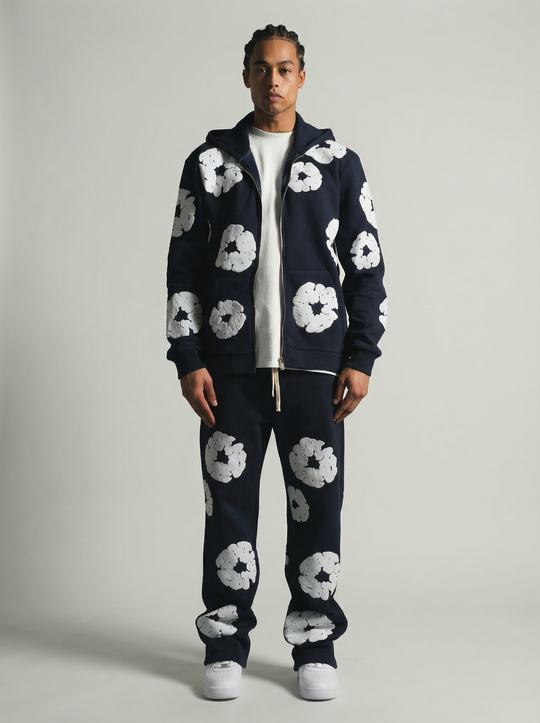 Ensemble Jogging Motifs Floraux – BLEU MARINE