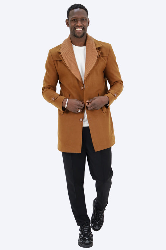 MANTEAU HABILLÉ COL DÉTACHABLE - MARRON