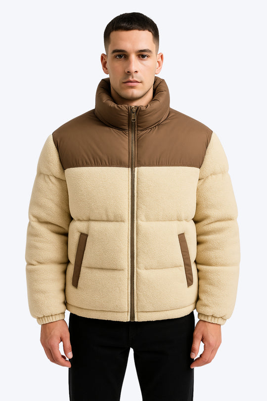 Doudoune Sherpa Confort Zippée - Beige & Marron
