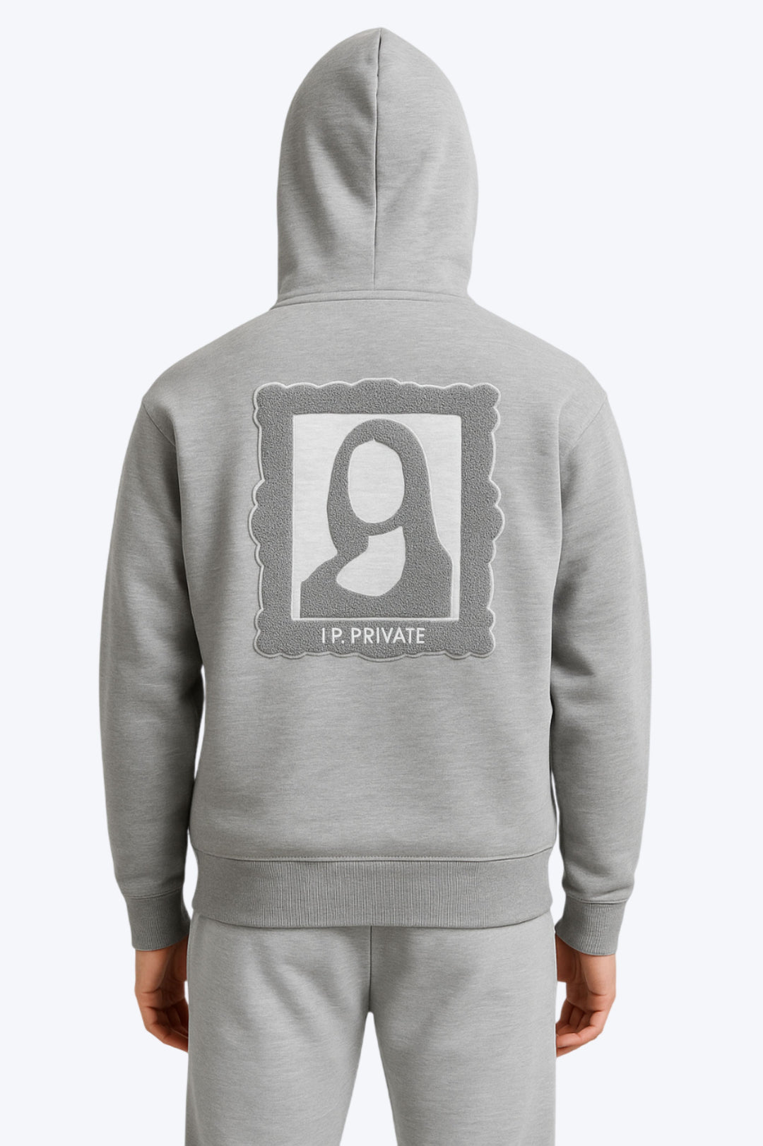 Sweat zippé à capuche "I.P. PRIVATE" unisexe - Gris
