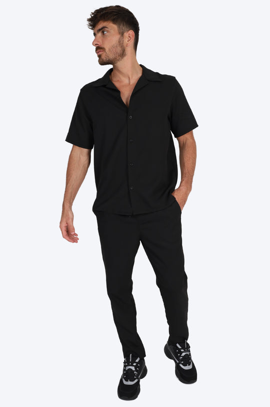 CHEMISE MANCHE COURTE ET PANTALON ASSORTI - NOIR