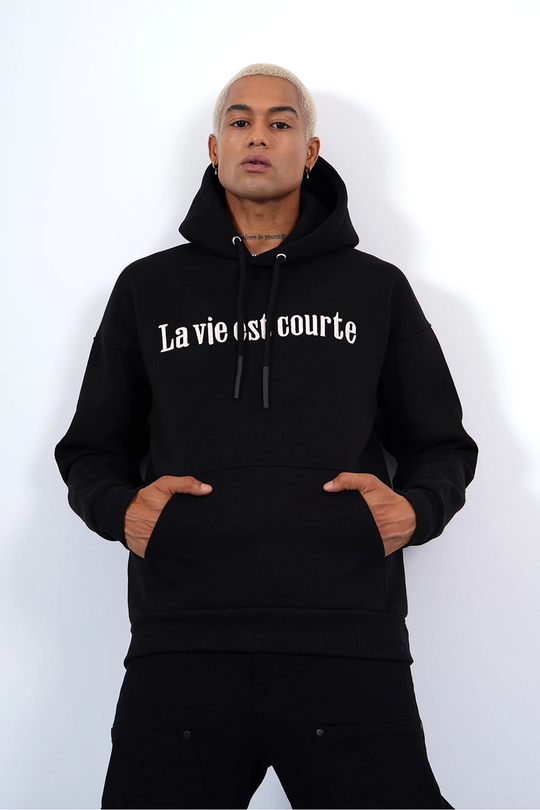 SWEAT LA VIE EST COURTE NOIR