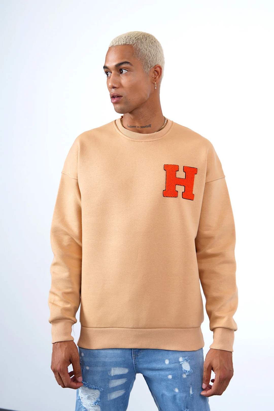 SWEAT "H" MARRON CLAIR