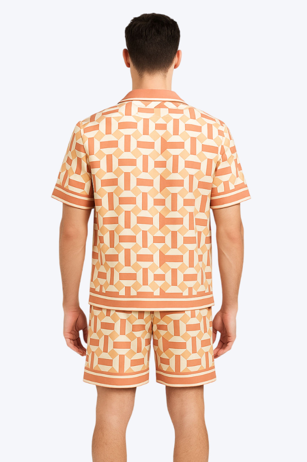 Ensemble Abricot Géométrique – Style Estival Chic et Audacieux
