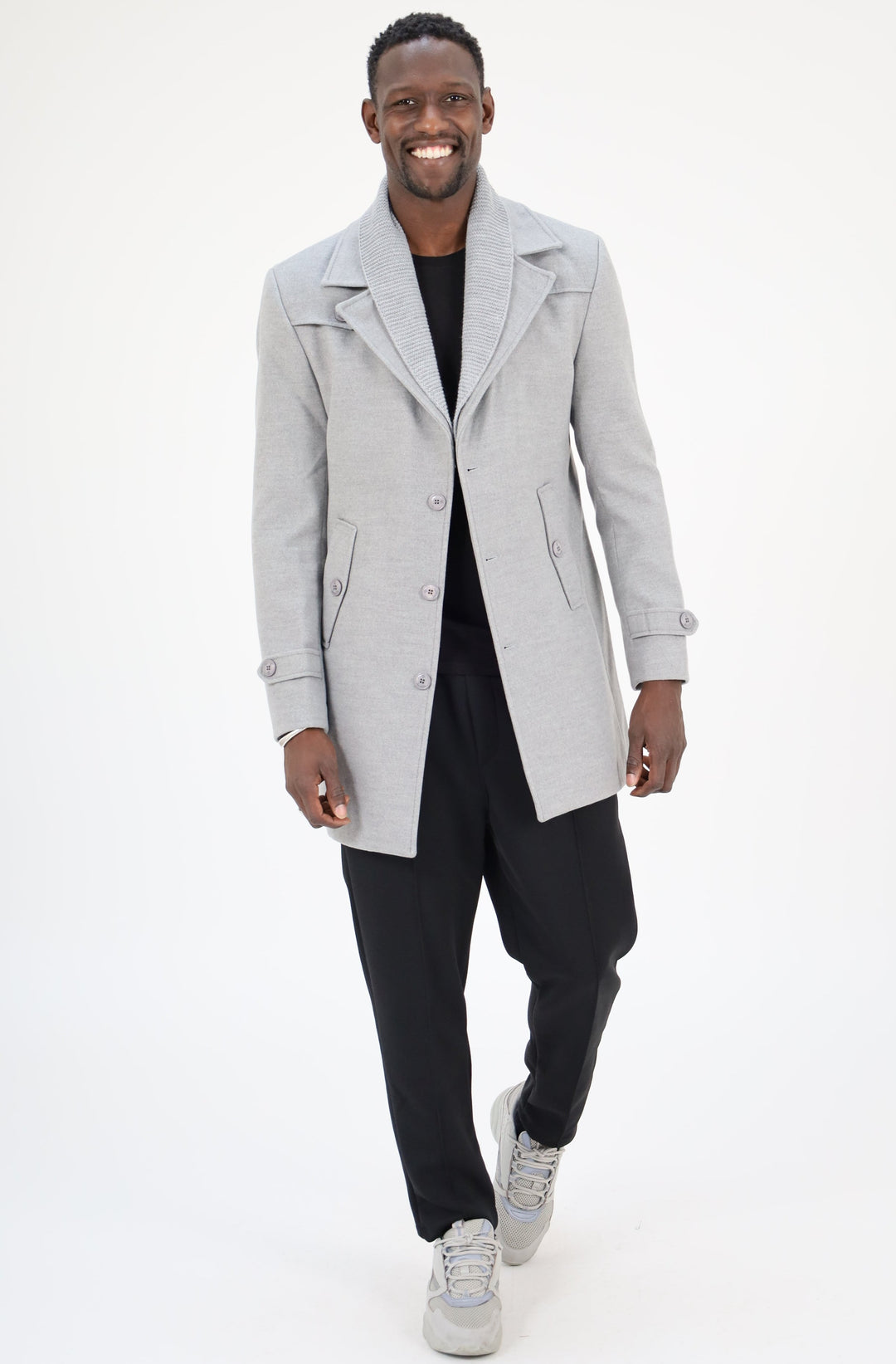 MANTEAU HABILLÉ COL DÉTACHABLE - GRIS