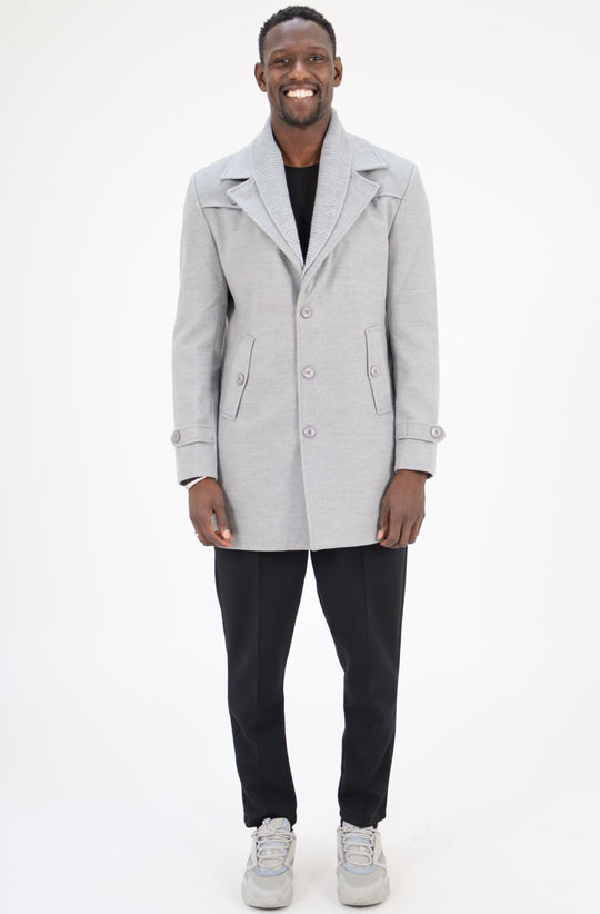 MANTEAU HABILLÉ COL DÉTACHABLE - GRIS