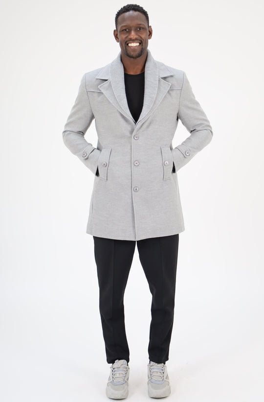 MANTEAU HABILLÉ COL DÉTACHABLE - GRIS