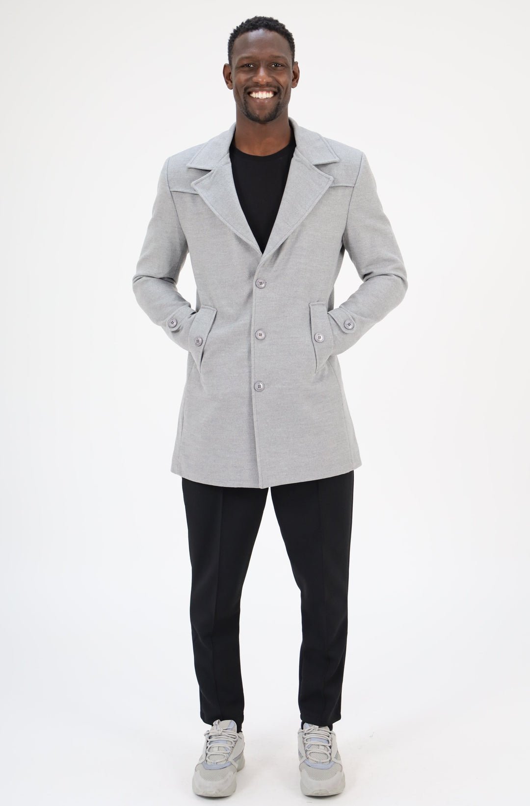 MANTEAU HABILLÉ COL DÉTACHABLE - GRIS