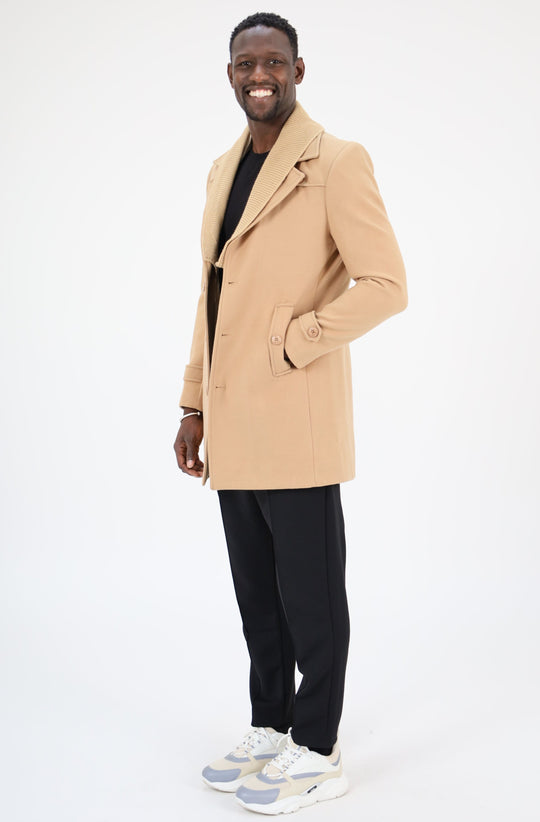 MANTEAU HABILLÉ COL DÉTACHABLE - BEIGE CLAIR