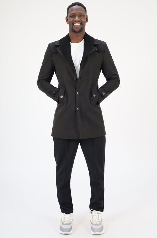 MANTEAU HABILLÉ COL DÉTACHABLE - NOIR