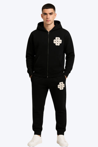 Survêtement zippé brodé Style Premium - Noir