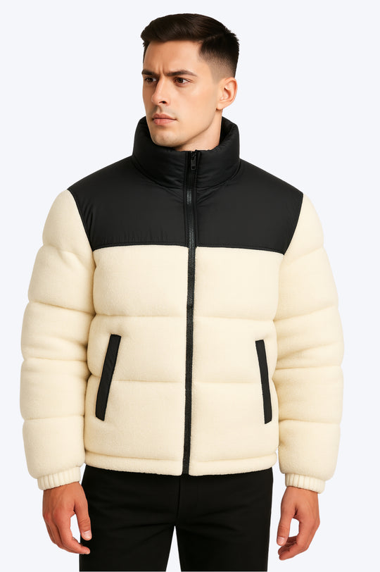 Doudoune Sherpa Confort Zippée - Blanc & Noir