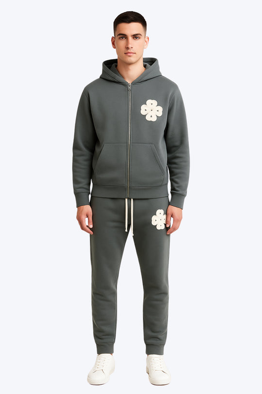 Survêtement zippé brodé Style Premium - Vert Kaki