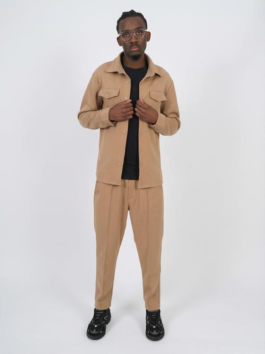 Ensemble Surchemise & Pantalon Viscose - BEIGE FONCÉ