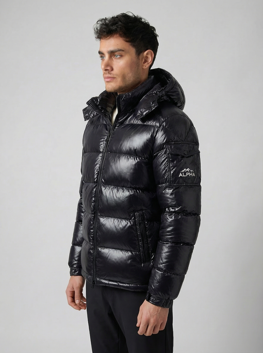 Doudoune Homme ALPHA Noire Brillante
