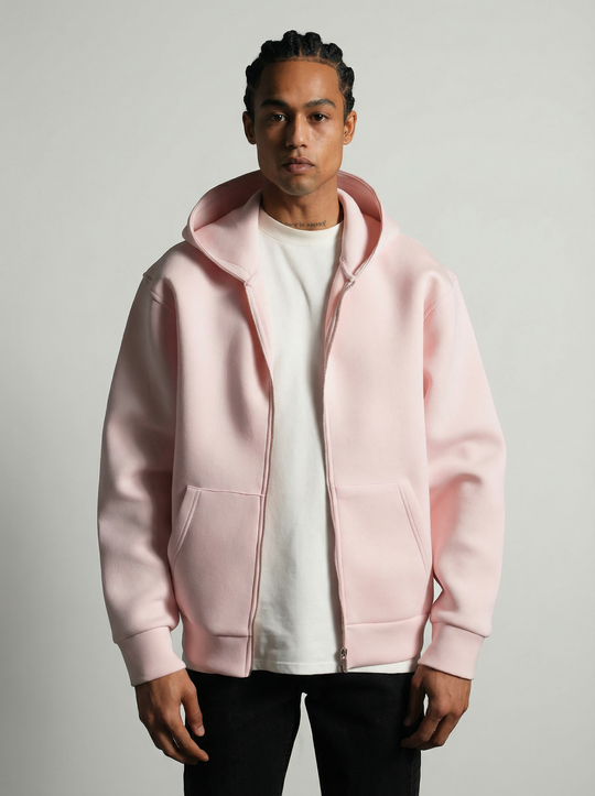 Sweat à capuche zippé Premium  - Rose