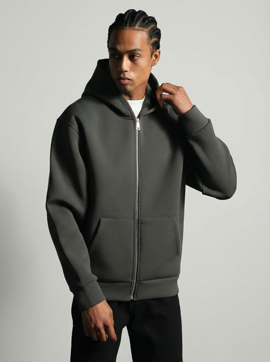 Sweat à capuche zippé Premium  - Anthracite