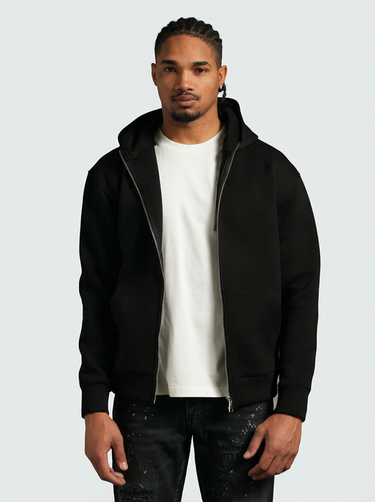 Hoodie Masque Zip Intégral – Noir