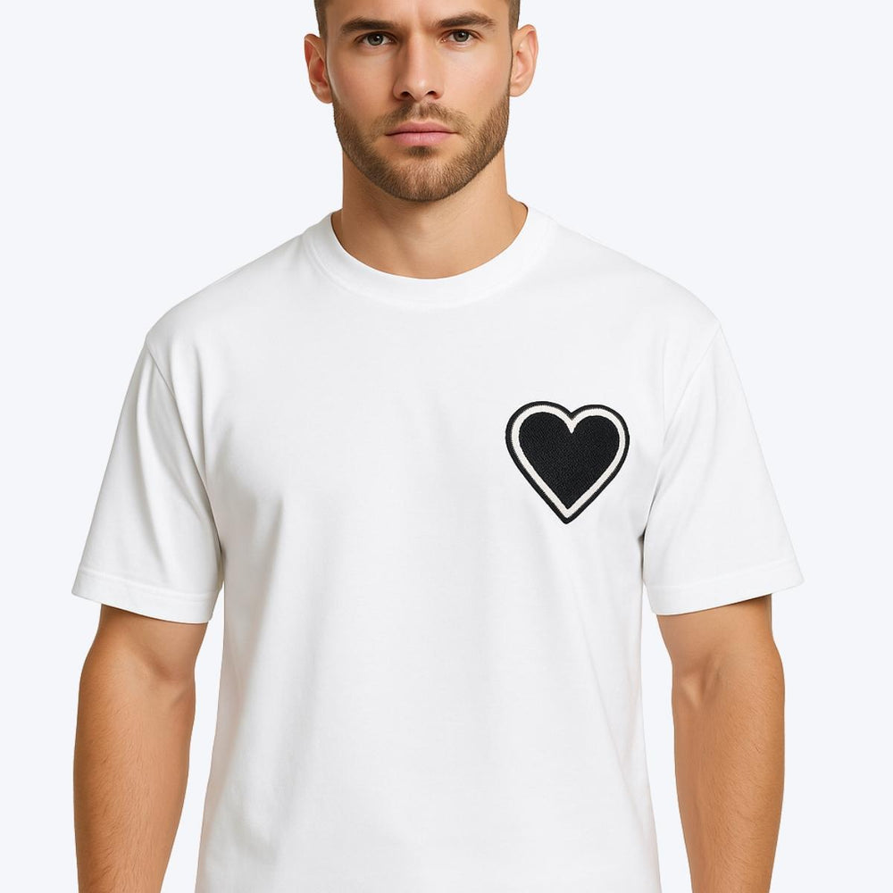 T-shirt Homme Cœur Brodé – Style Moderne