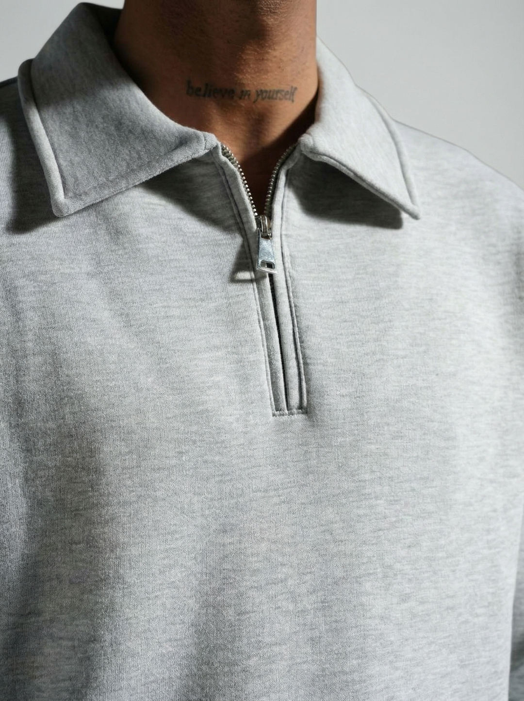 Ensemble Survêtement Homme Col Zippé - Gris Clair