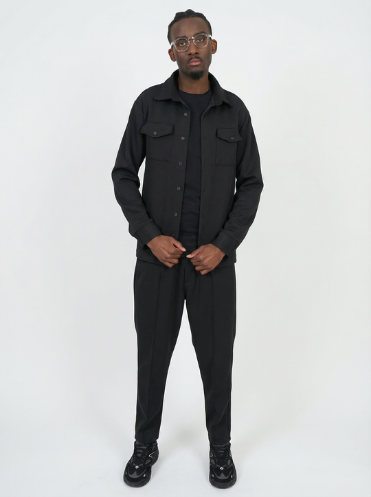 Ensemble Surchemise & Pantalon Viscose - NOIR
