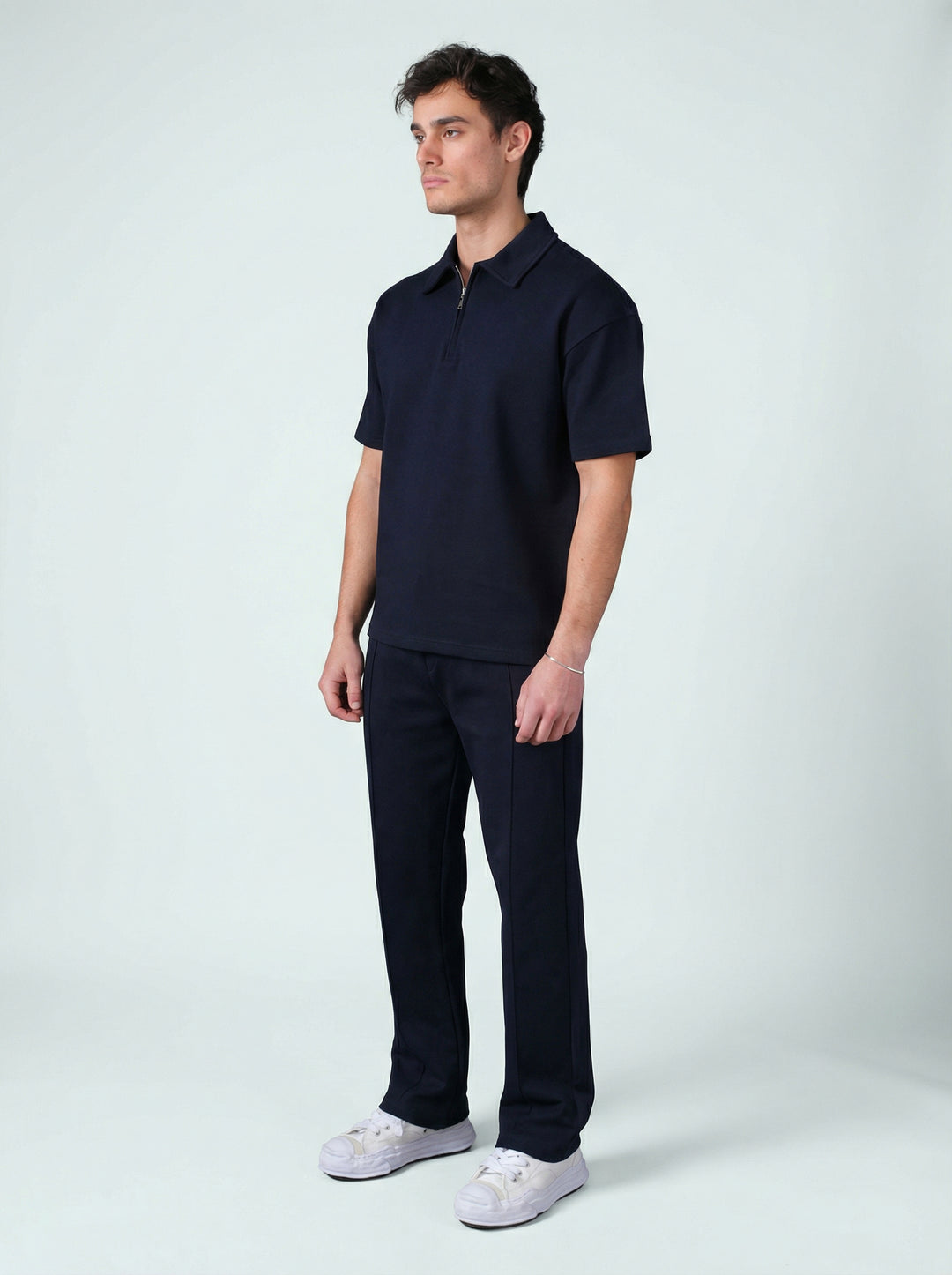 Ensemble Homme Polo Zippé et Pantalon Coupe Moderne - Bleu Marine