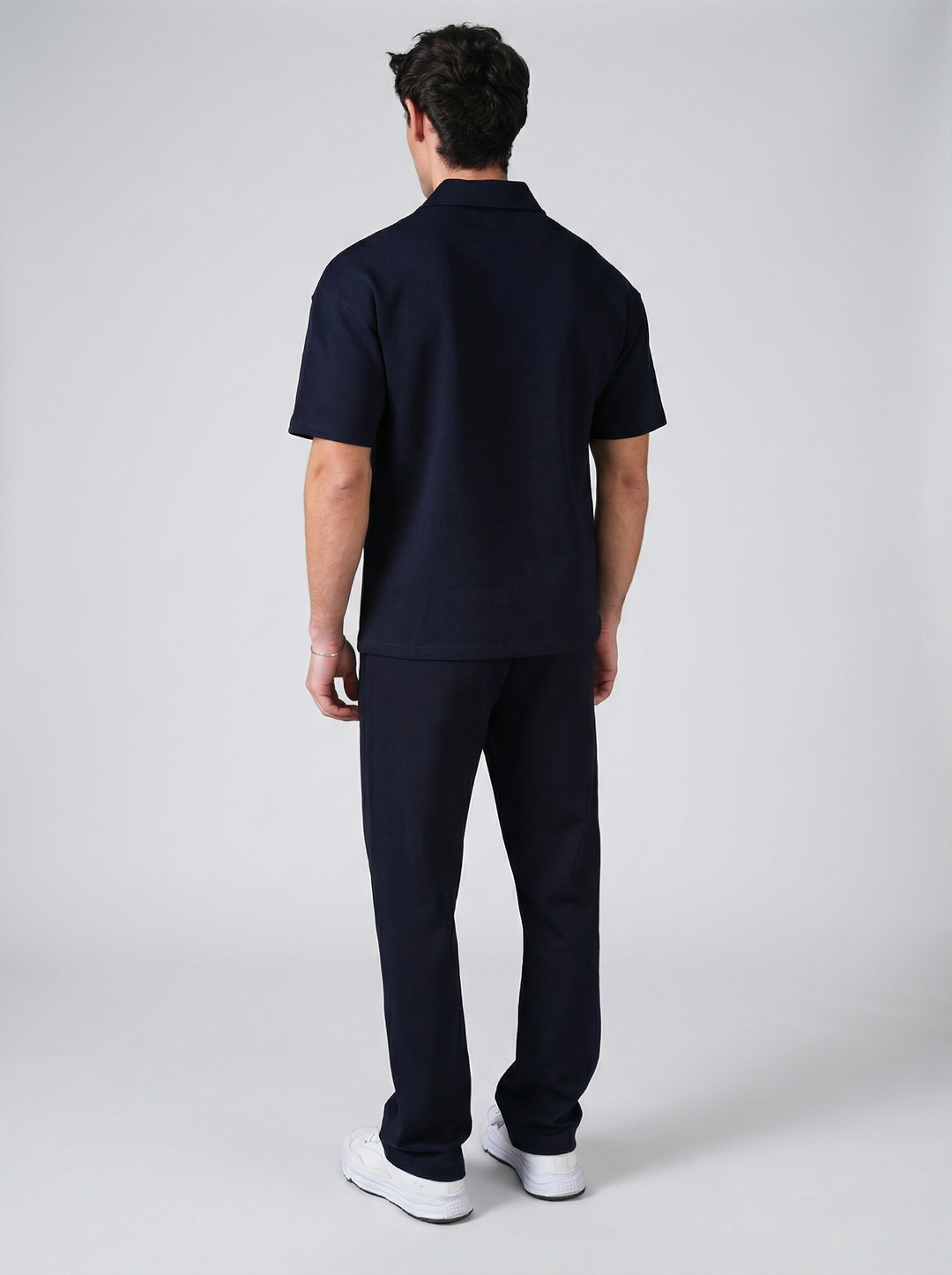 Ensemble Homme Polo Zippé et Pantalon Coupe Moderne - Bleu Marine