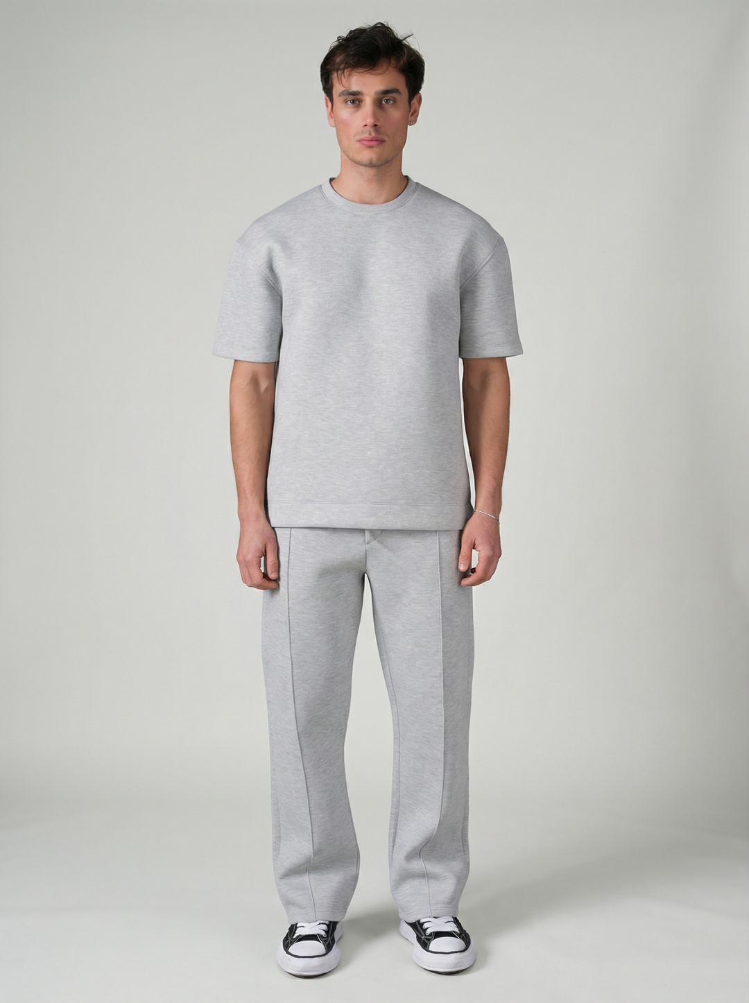 Ensemble Homme Premium T-Shirt et Pantalon Coupe Structurée - Gris