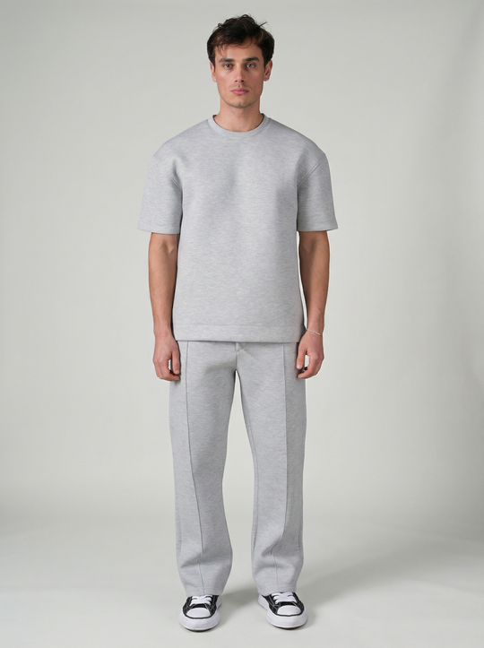 Ensemble Homme Premium T-Shirt et Pantalon Coupe Structurée - Gris