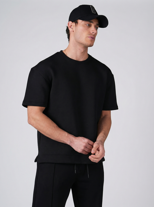 Ensemble Homme Premium T-Shirt et Pantalon Coupe Structurée - Noir