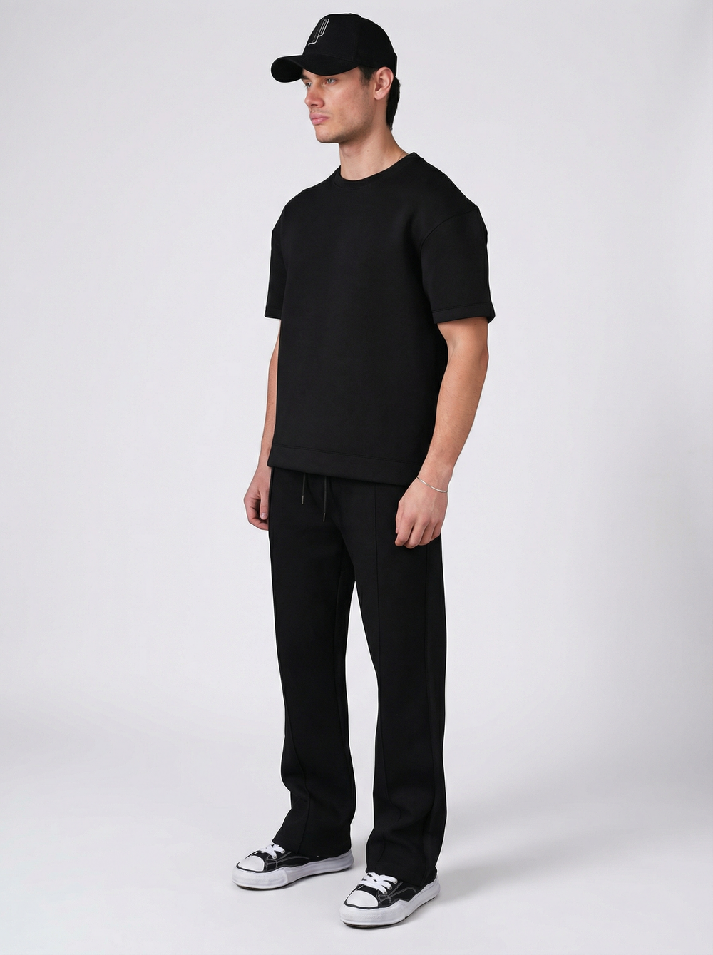 Ensemble Homme Premium T-Shirt et Pantalon Coupe Structurée - Noir