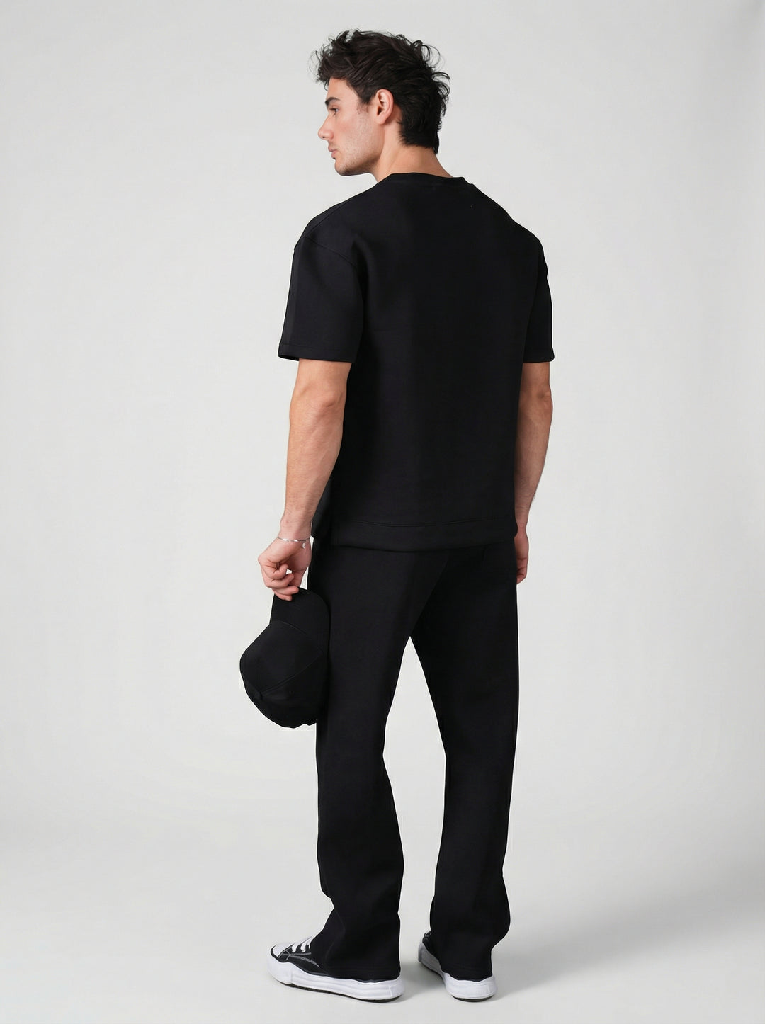 Ensemble Homme Premium T-Shirt et Pantalon Coupe Structurée - Noir