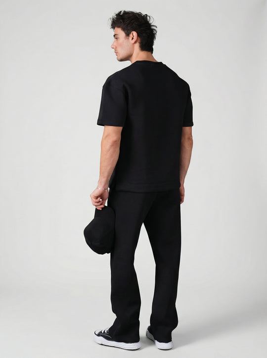 Ensemble Homme Premium T-Shirt et Pantalon Coupe Structurée - Noir