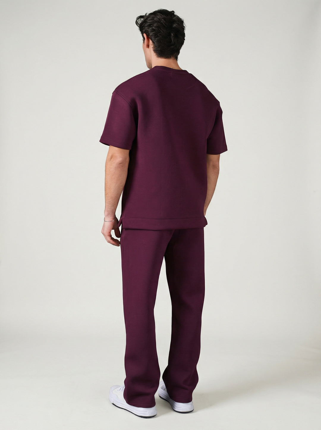 Ensemble Homme Premium T-Shirt et Pantalon Coupe Structurée - Bordeaux