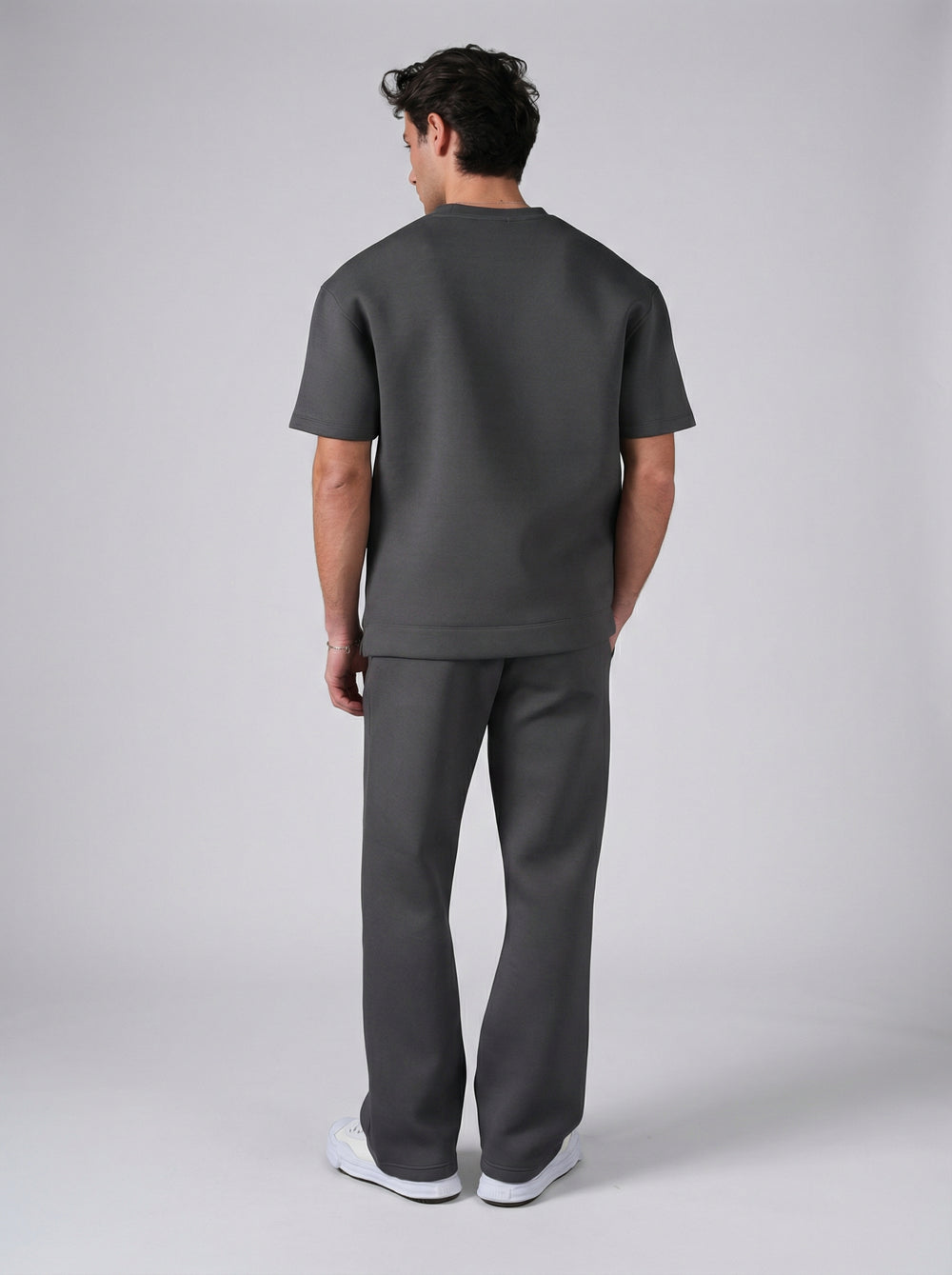 Ensemble Homme Premium T-Shirt et Pantalon Coupe Structurée - Anthracite