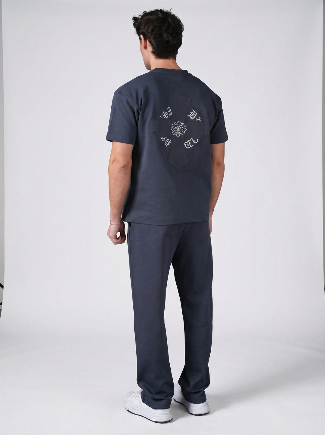 Ensemble Homme Premium T-Shirt et Pantalon avec Logo Brodé - Bleu