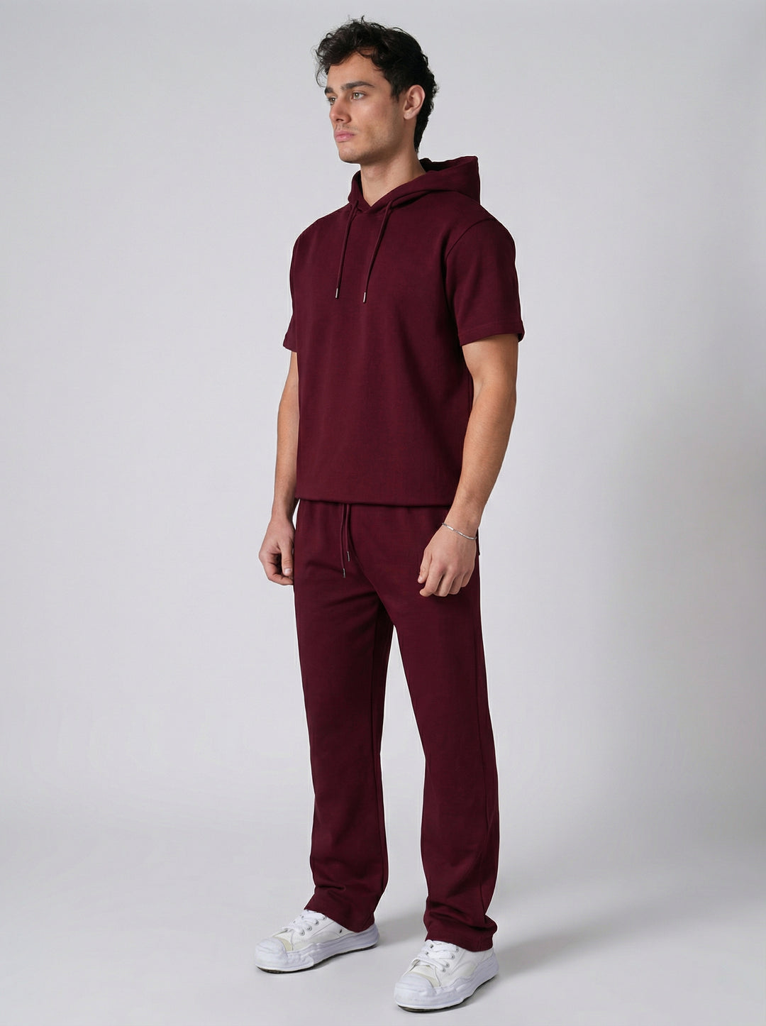 Ensemble Homme Hoodie Manches Courtes et Pantalon - Bordeaux