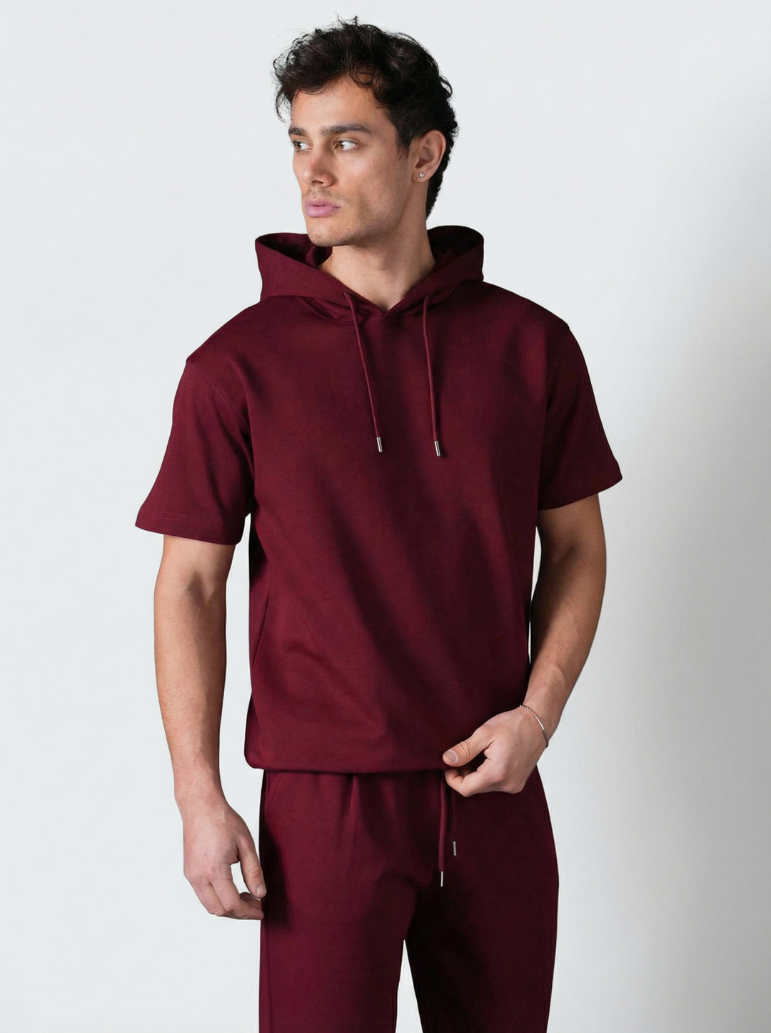 Ensemble Homme Hoodie Manches Courtes et Pantalon - Bordeaux