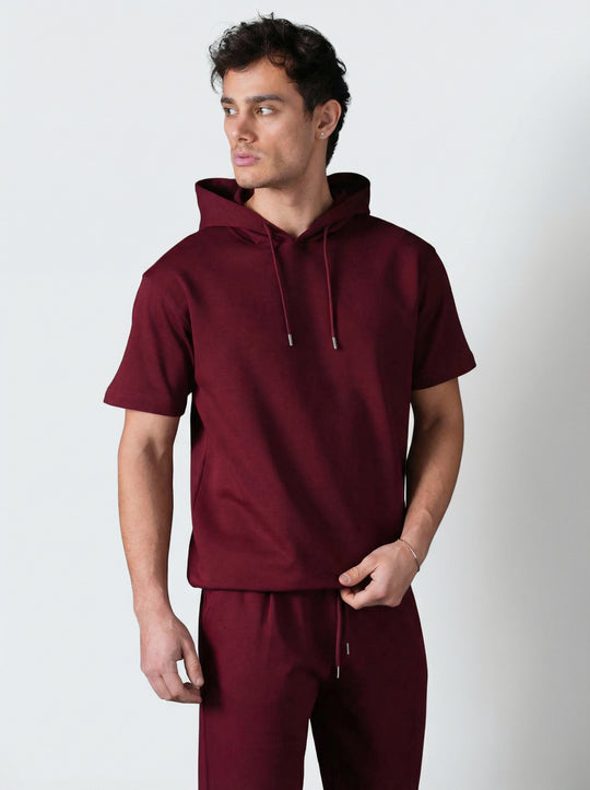Ensemble Homme Hoodie Manches Courtes et Pantalon - Bordeaux