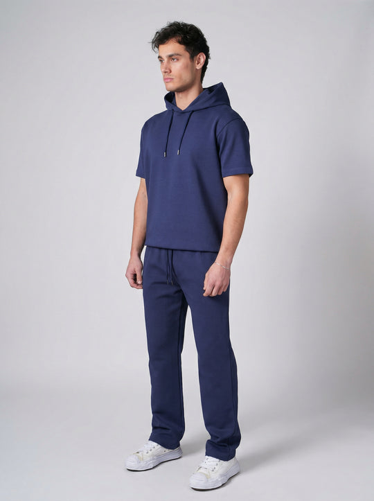 Ensemble Homme Hoodie Manches Courtes et Pantalon - Bleu Marine