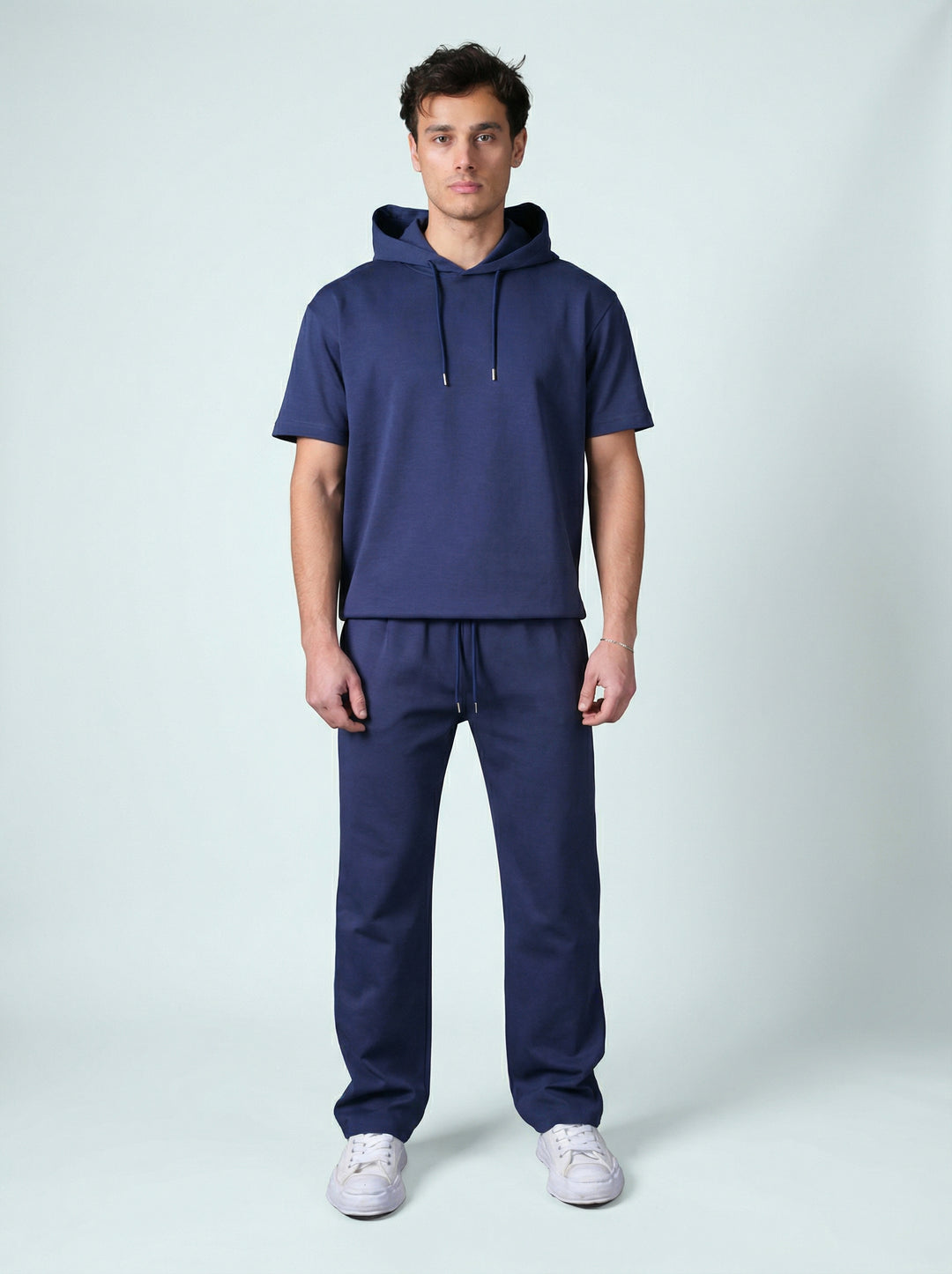Ensemble Homme Hoodie Manches Courtes et Pantalon - Bleu Marine