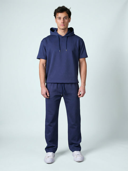 Ensemble Homme Hoodie Manches Courtes et Pantalon - Bleu Marine