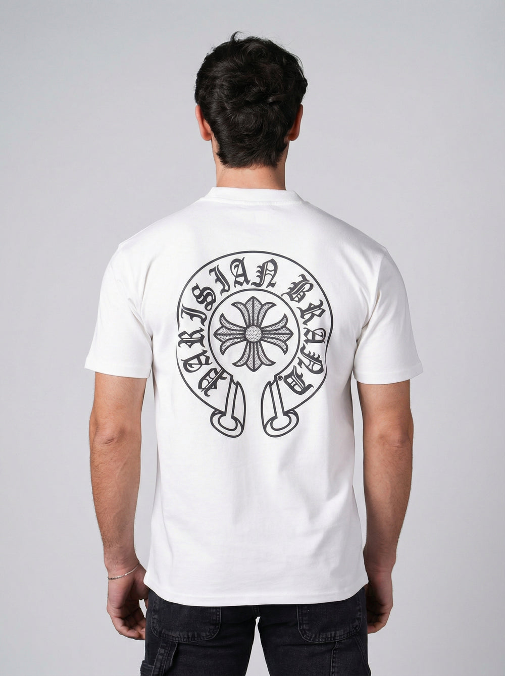 T-Shirt Homme Streetwear Logo Oversize Dos - Blanc