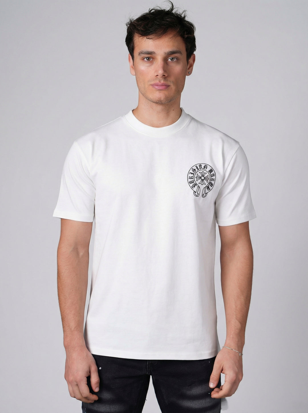 T-Shirt Homme Streetwear Logo Oversize Dos - Blanc