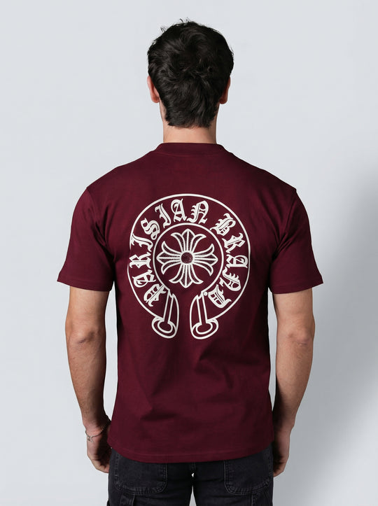 T-Shirt Homme Streetwear Logo Oversize Dos - Bordeaux