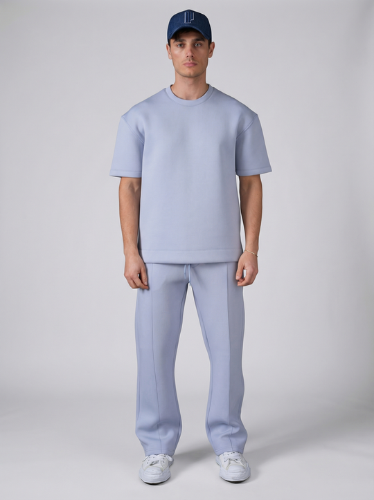 Ensemble Homme Premium T-Shirt et Pantalon Coupe Structurée - Bleu Ciel