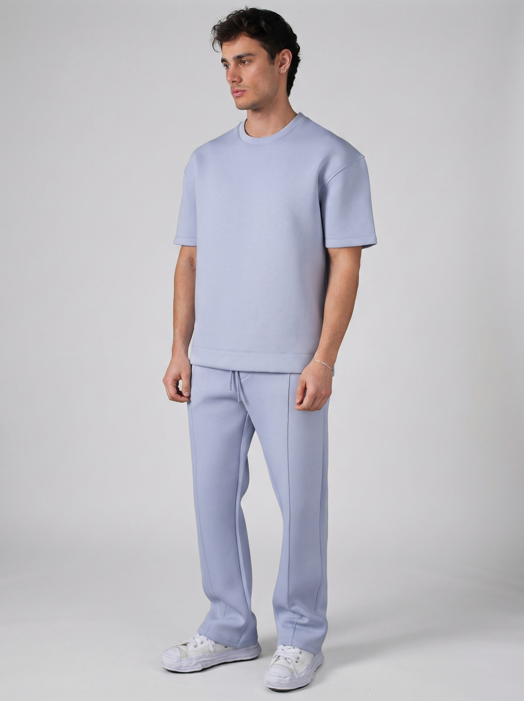 Ensemble Homme Premium T-Shirt et Pantalon Coupe Structurée - Bleu Ciel