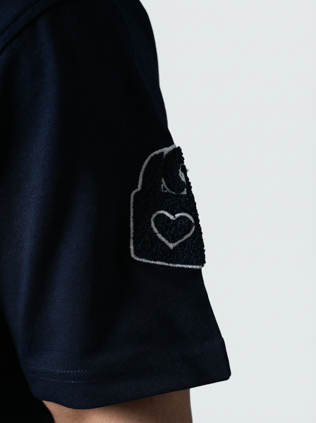 T-Shirt Homme Streetwear Patch Brodé Dos - Bleu Marine