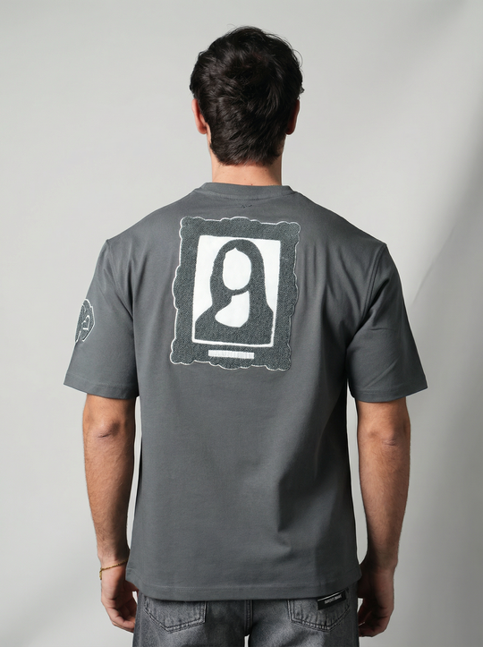 T-Shirt Homme Streetwear Patch Brodé Dos - Anthracite