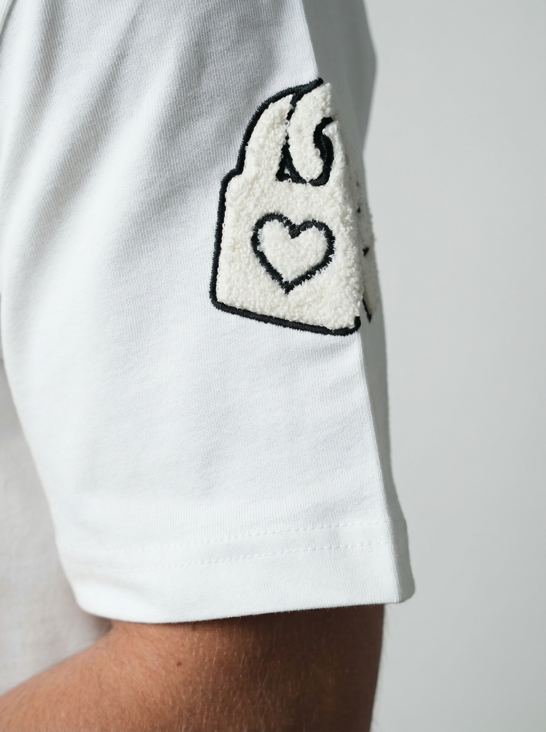 T-Shirt Homme Streetwear Patch Brodé Dos - Blanc